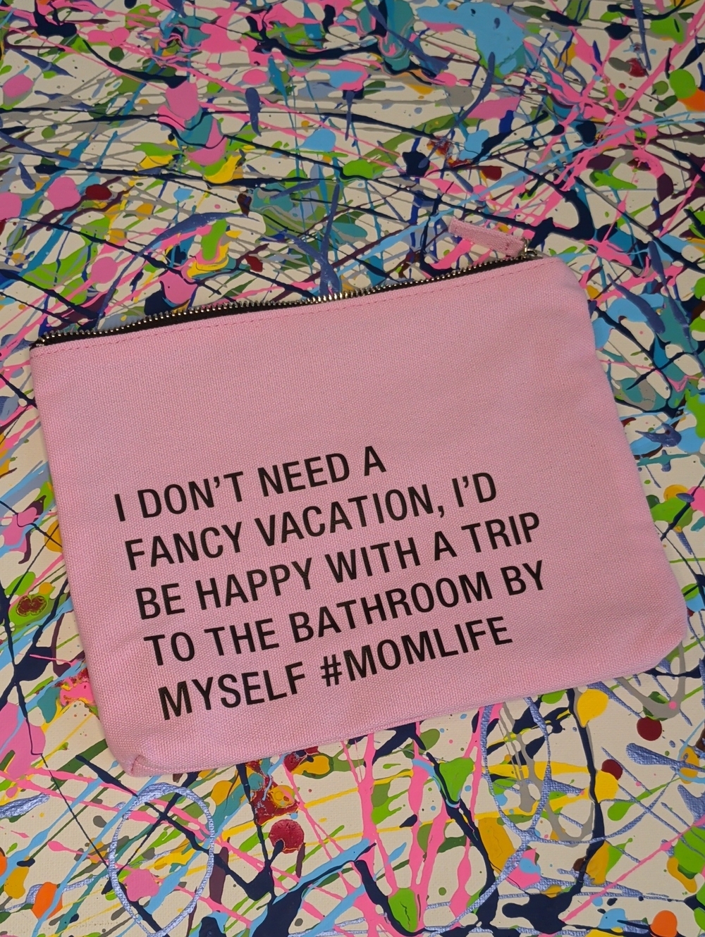 Pink 'Momlife' Zipper Pouch - Casual Home Office Accessory